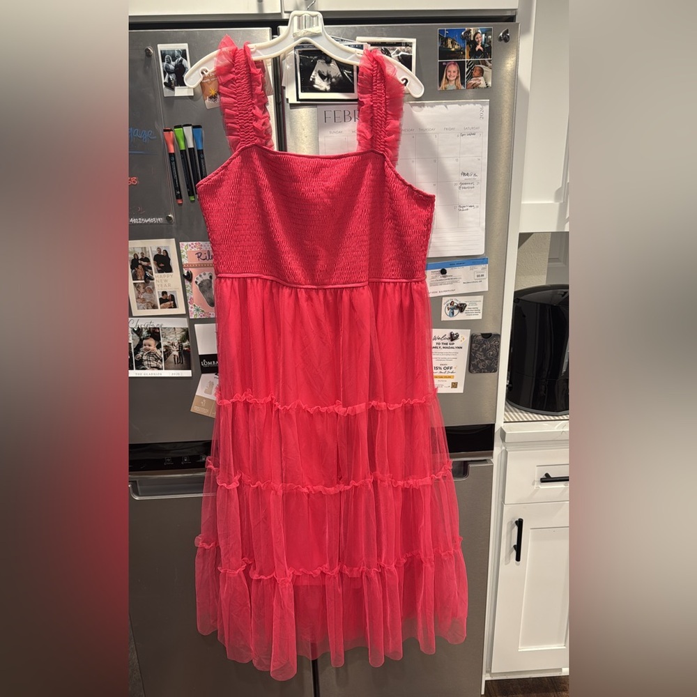 Pink tulle midi dress